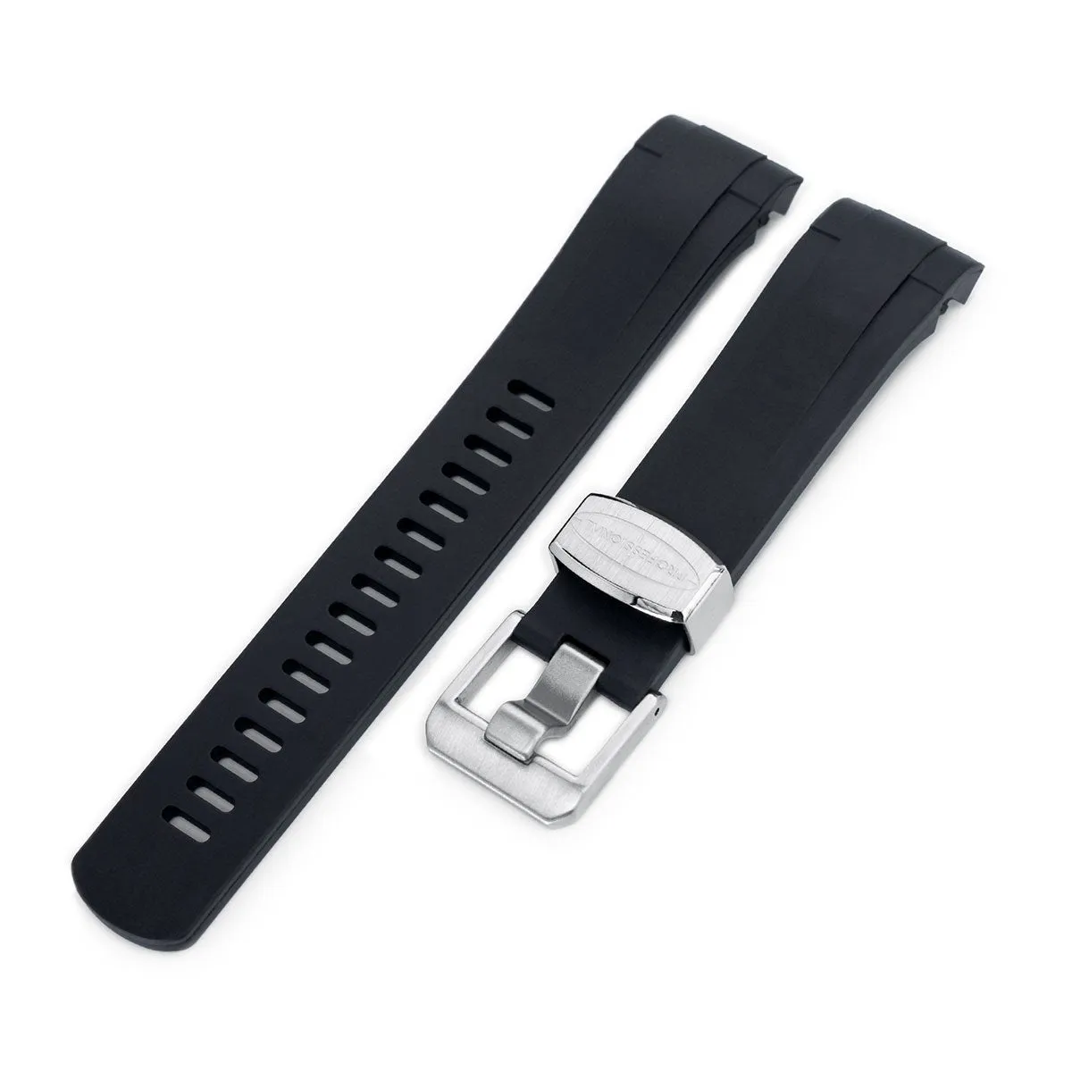 22mm Crafter Blue - Black Rubber Curved Lug Watch Strap for TUD BB M79230