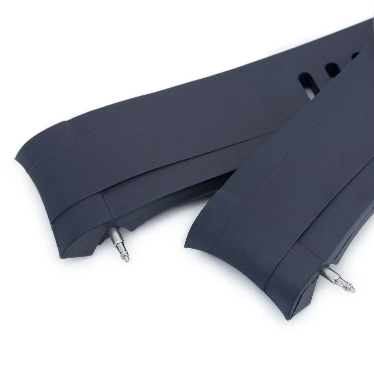 22mm Crafter Blue - Dark Blue Rubber Curved Lug Watch Strap for TUD BB M79230, PVD Black Buckle