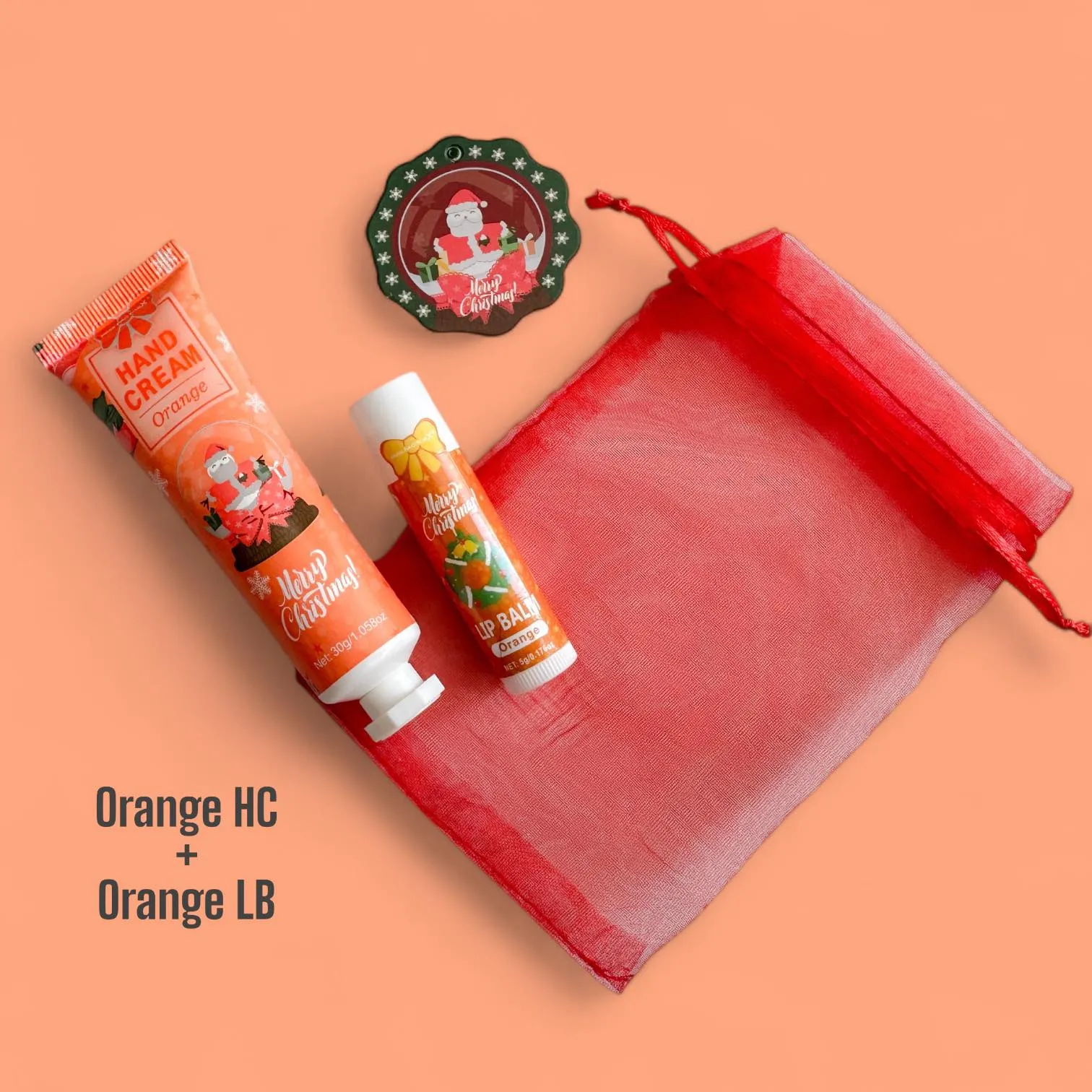 2SKN GIFTIES Christmas Themed Scented Moisturizing Hand Cream & Lip Balm Gift Set
