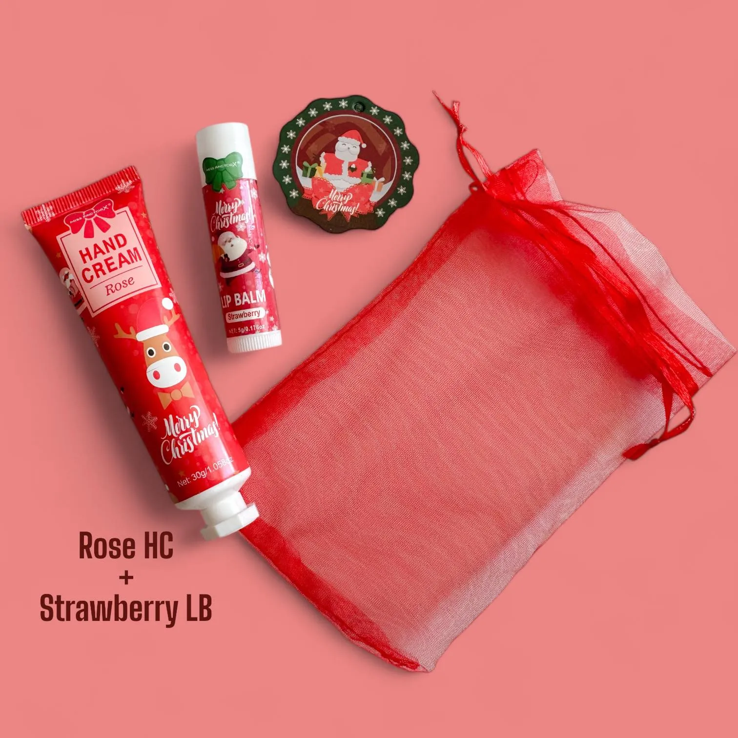 2SKN GIFTIES Christmas Themed Scented Moisturizing Hand Cream & Lip Balm Gift Set