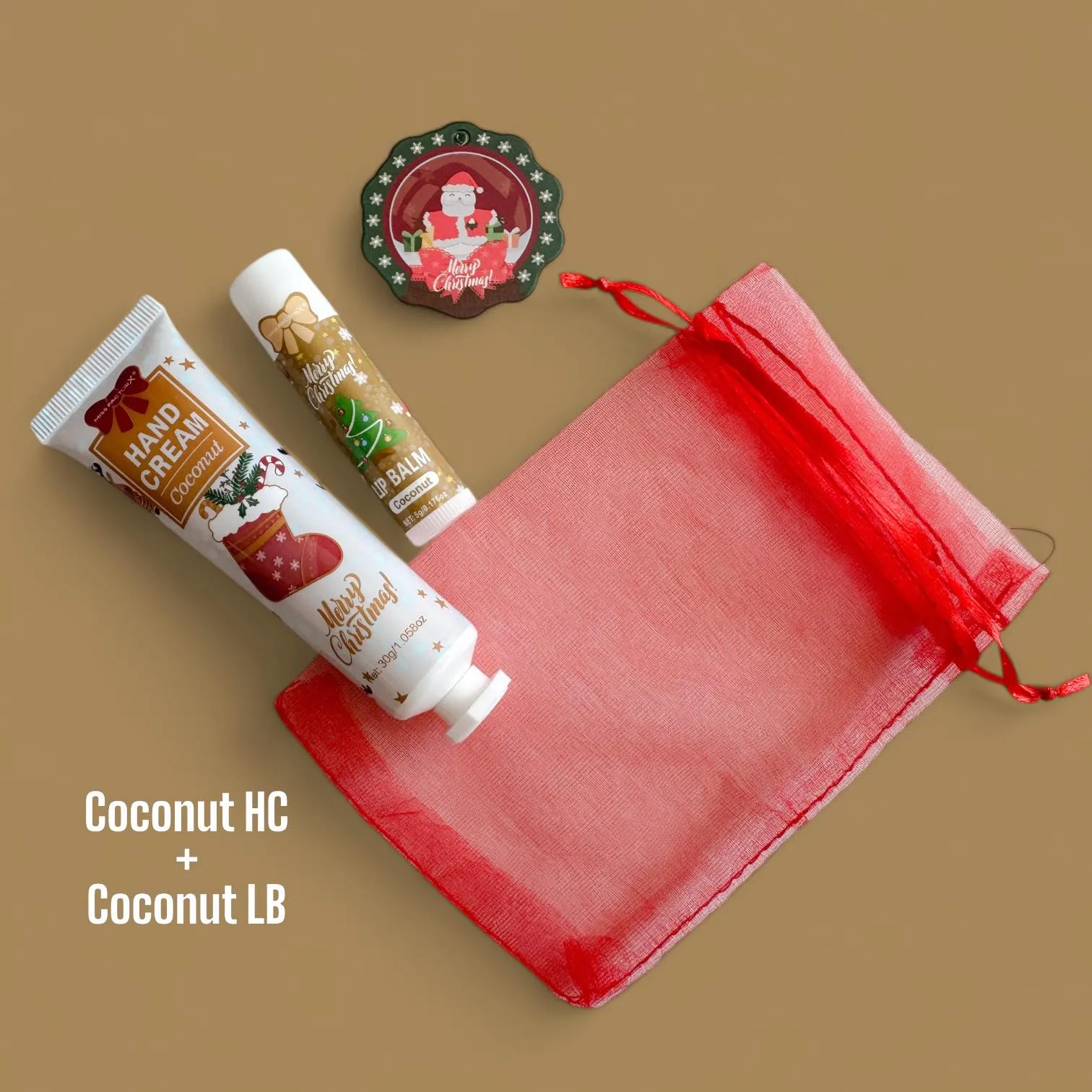 2SKN GIFTIES Christmas Themed Scented Moisturizing Hand Cream & Lip Balm Gift Set