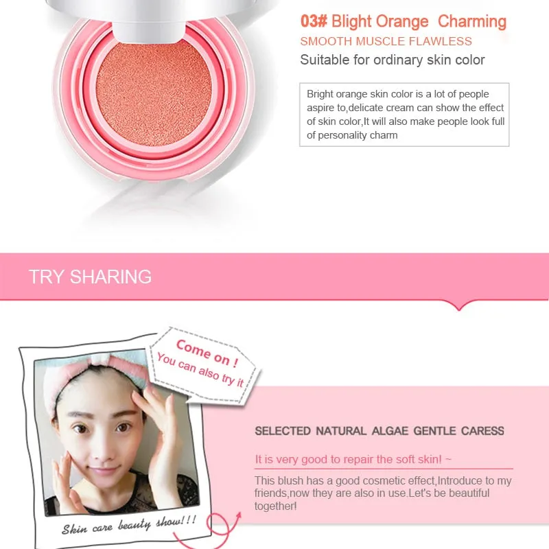 BIOAQUA Cushion Blusher Palette Nude Makeup Mineral Blush Bronzer Powder New Cosmetics Sleek Maquiagem Korean Make Up
