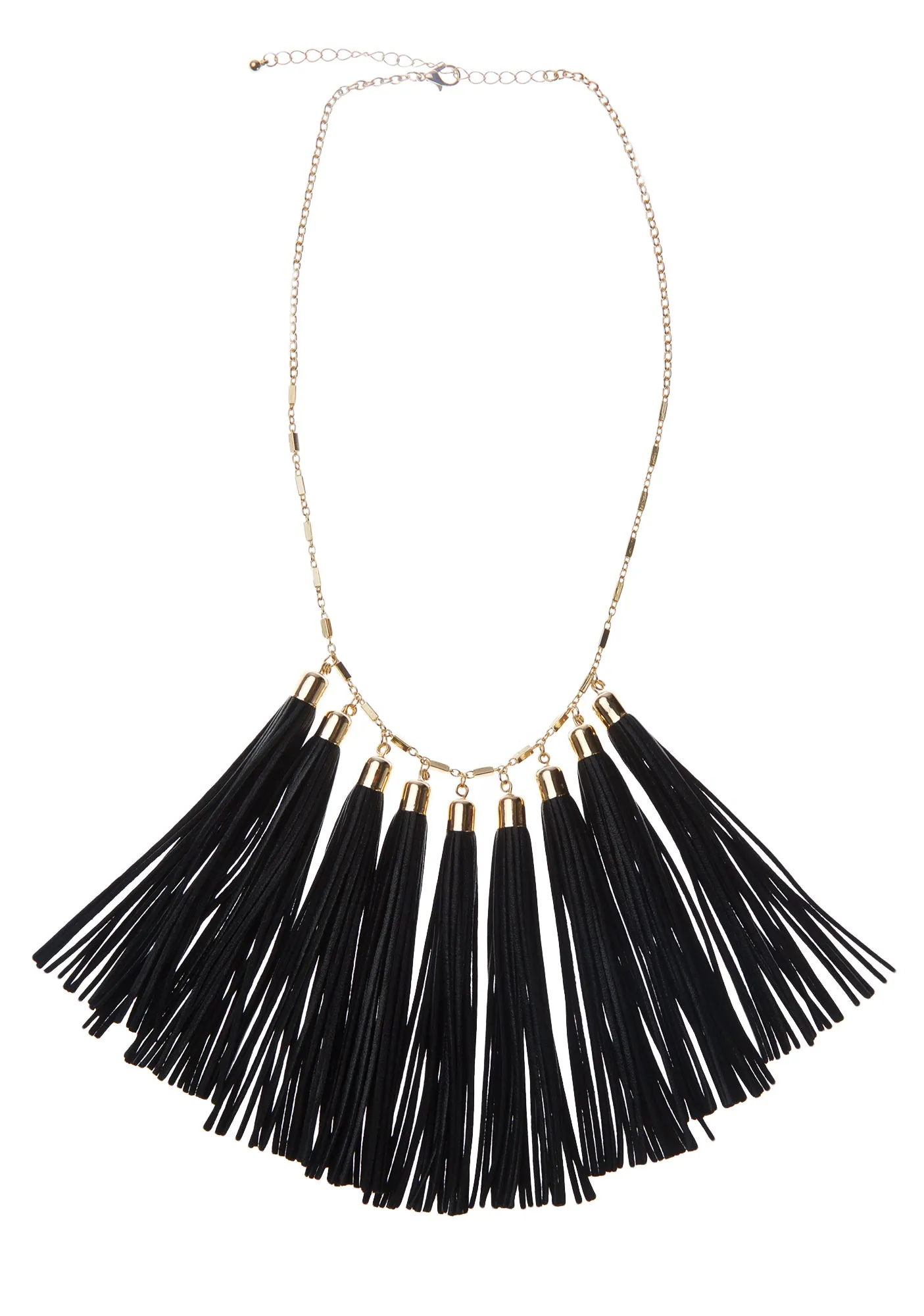 Black Magnolia Tassel Necklace