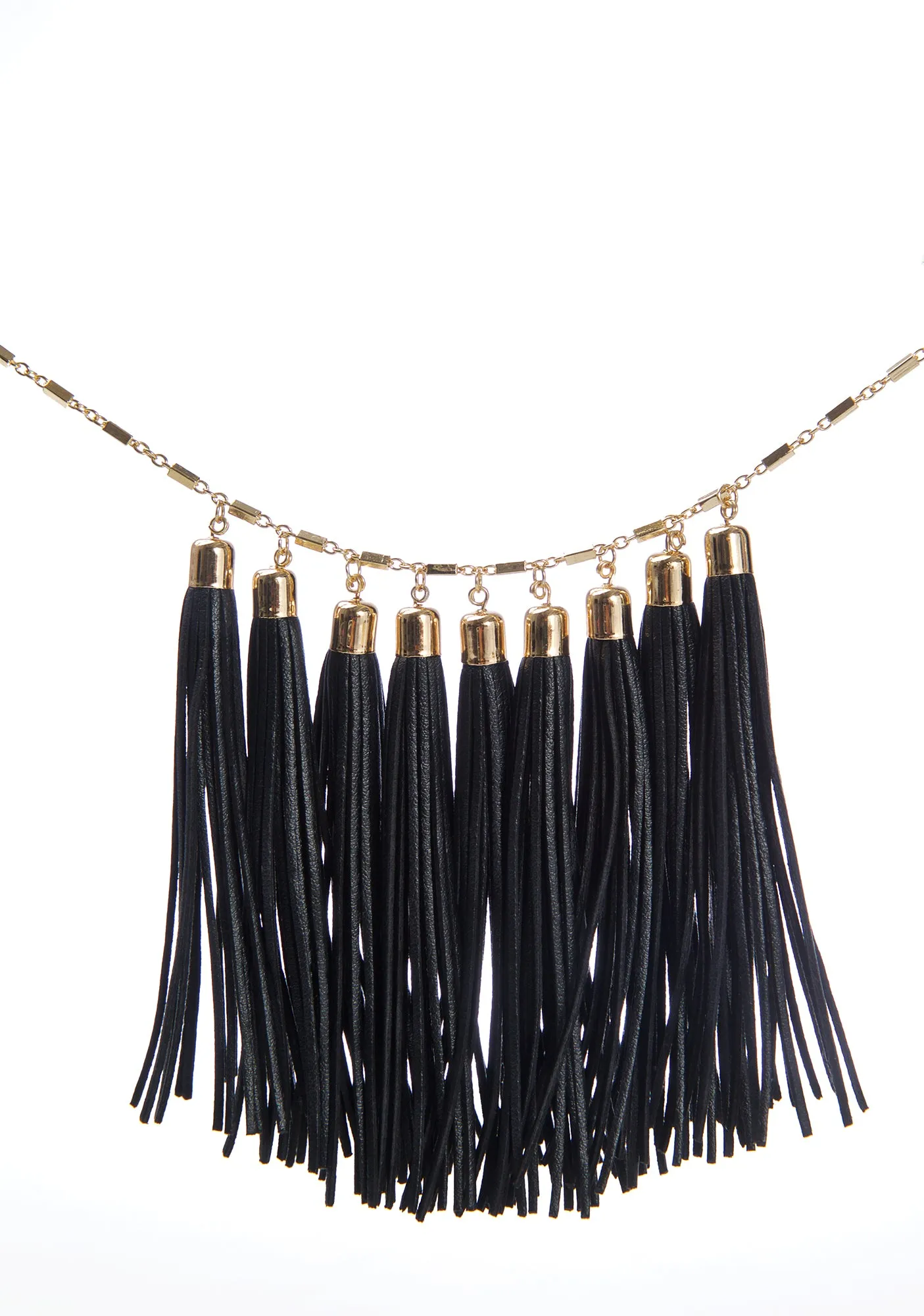 Black Magnolia Tassel Necklace