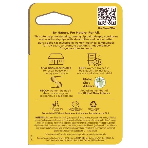 Burt's Bees Shea   Cocoa Butter Paper Tube Lip Balm in Blister Box 0.34 oz. Lip Balm