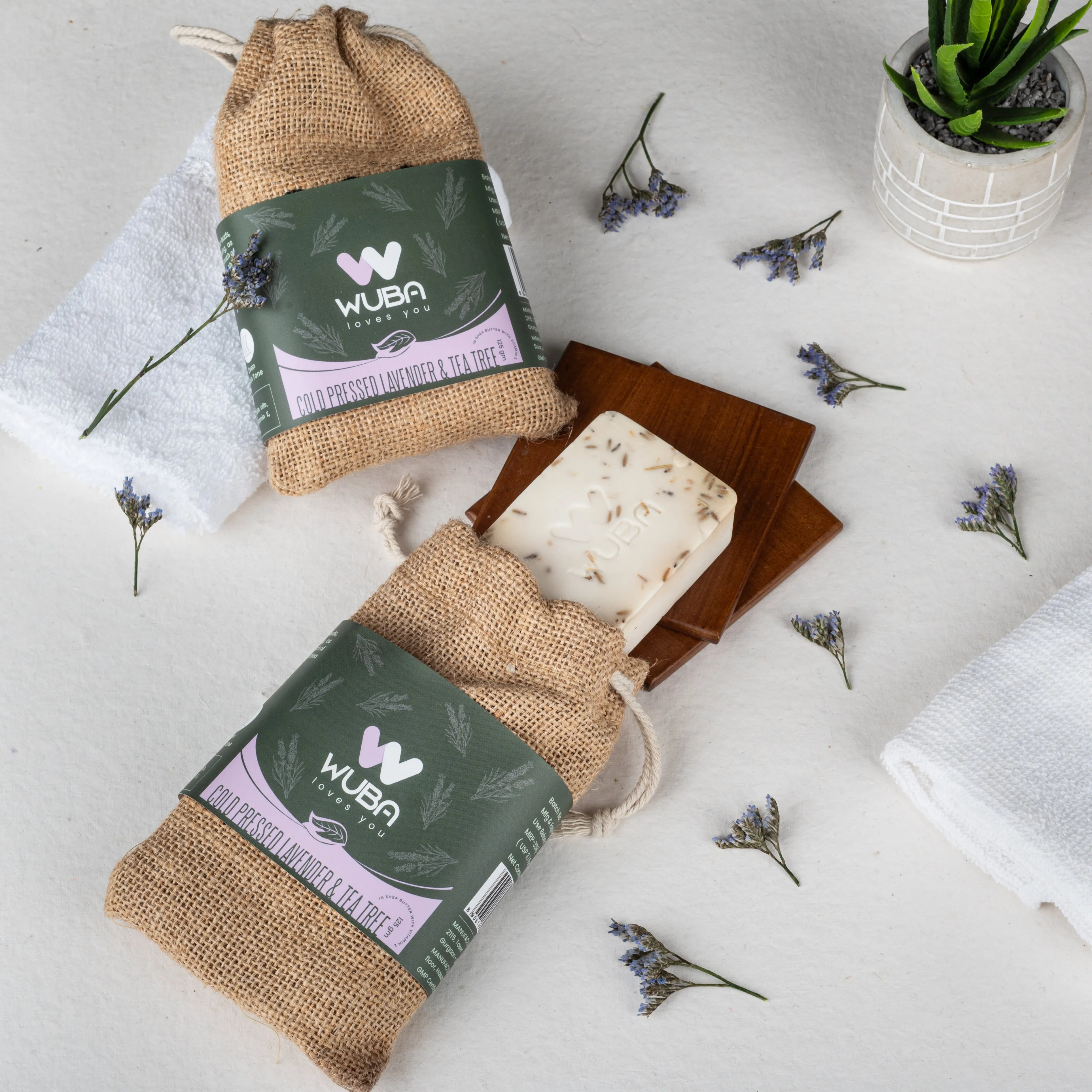 Cold Pressed Lavender and Tea Tree Soap in Shea Butter with vitamin E - 125gm