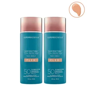 Colorescience Sunforgettable Total Protection Face Shield Flex SPF 50 Medium 55ml 2 Pack Set