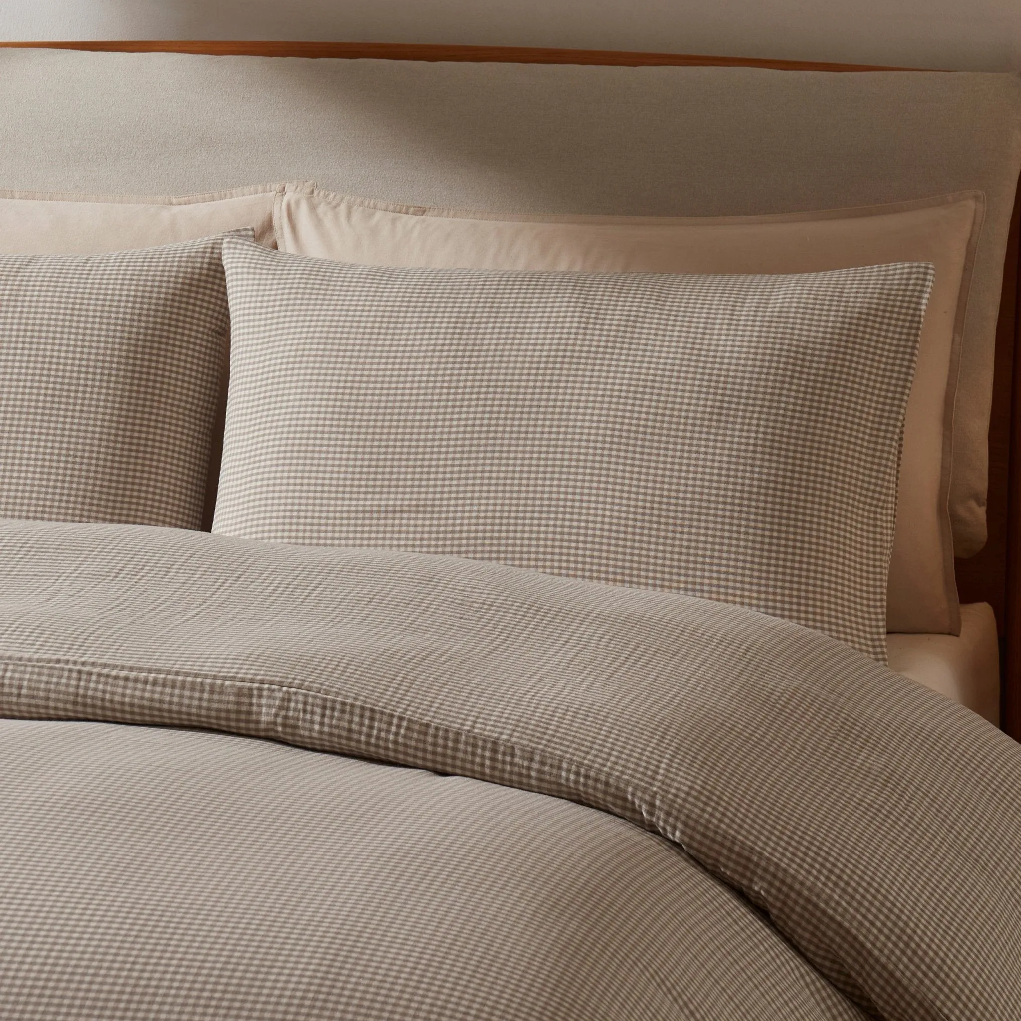 Faro Muslin Gingham Duvet Cover Set - Natural