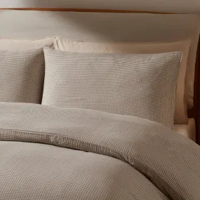 Faro Muslin Gingham Duvet Cover Set - Natural