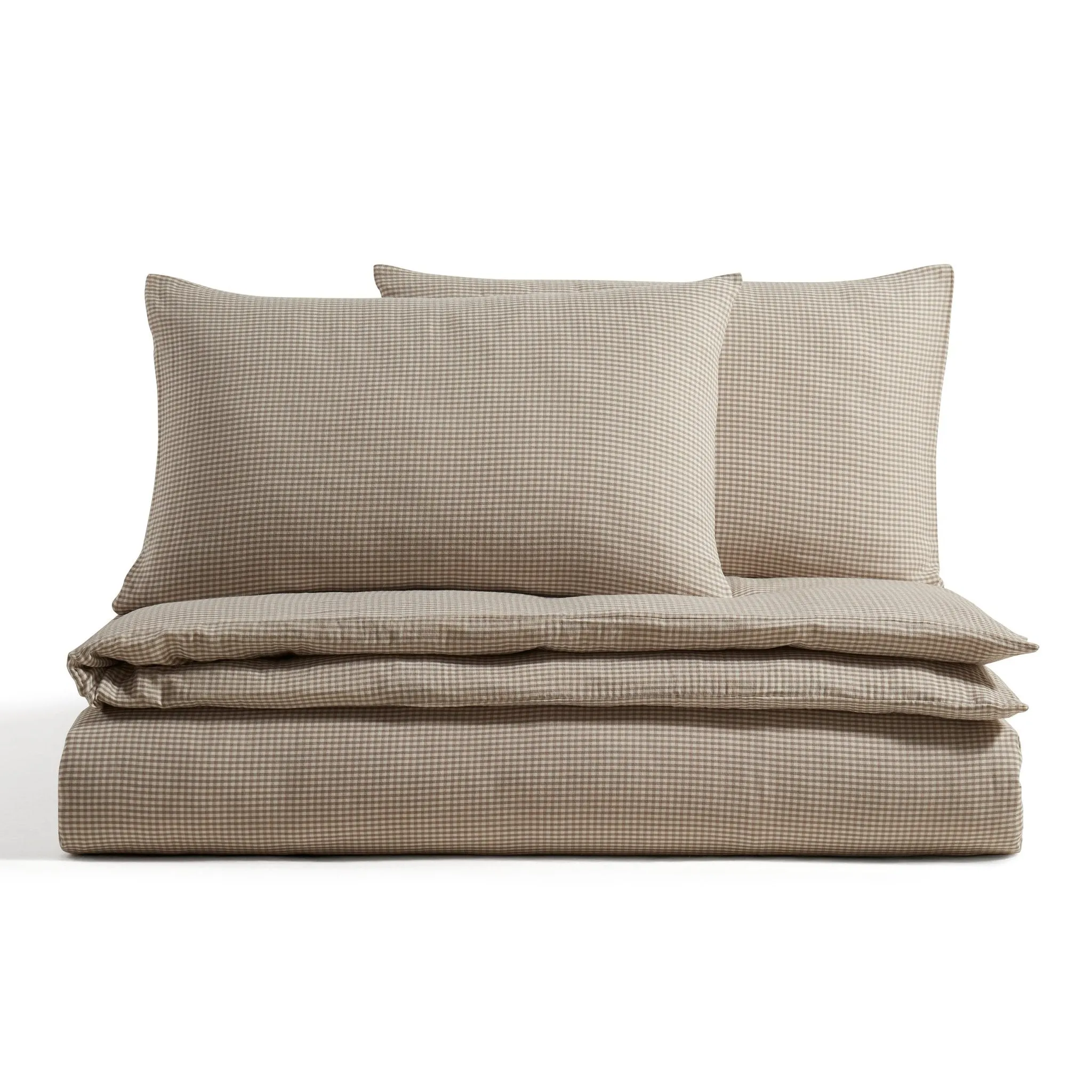 Faro Muslin Gingham Duvet Cover Set - Natural