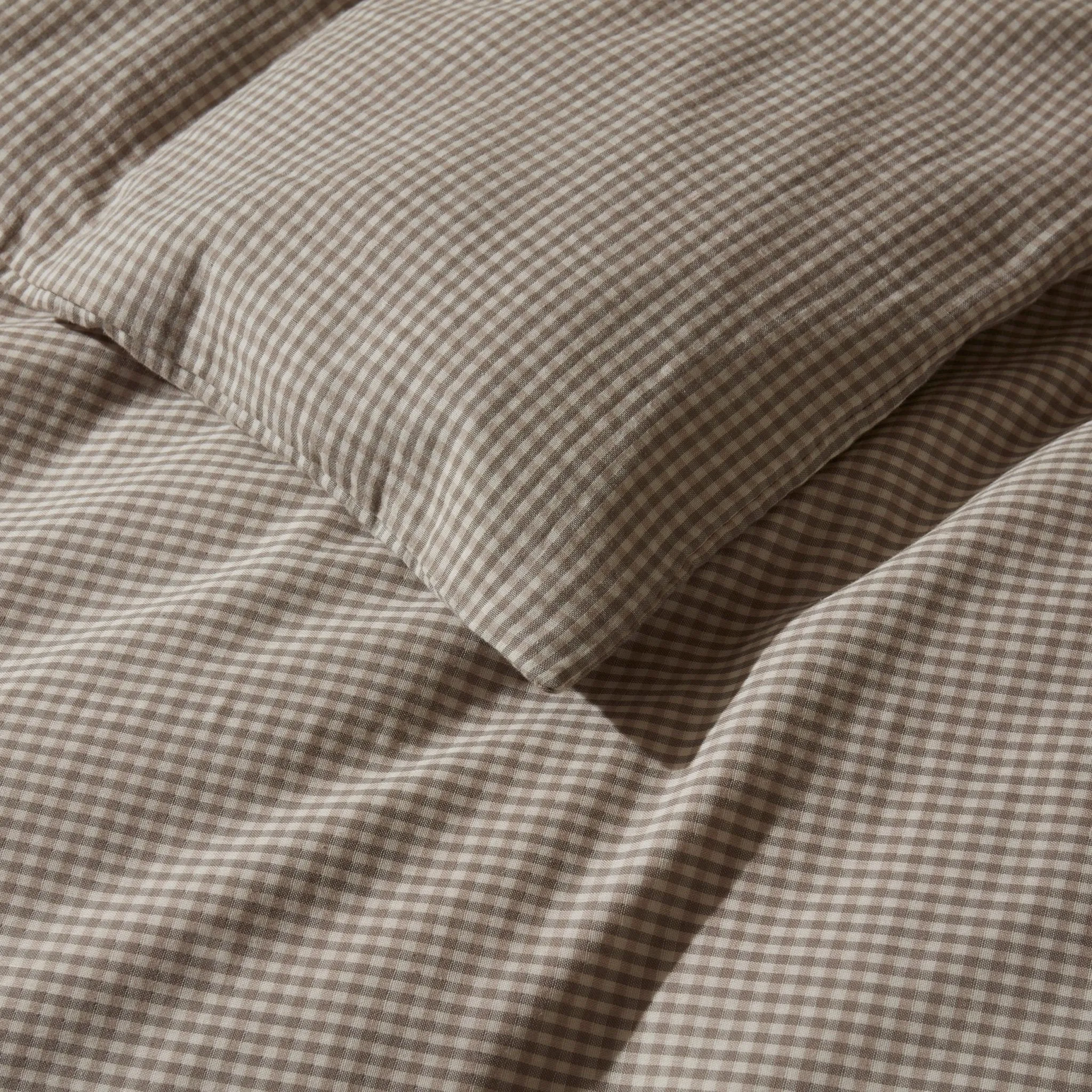 Faro Muslin Gingham Duvet Cover Set - Natural