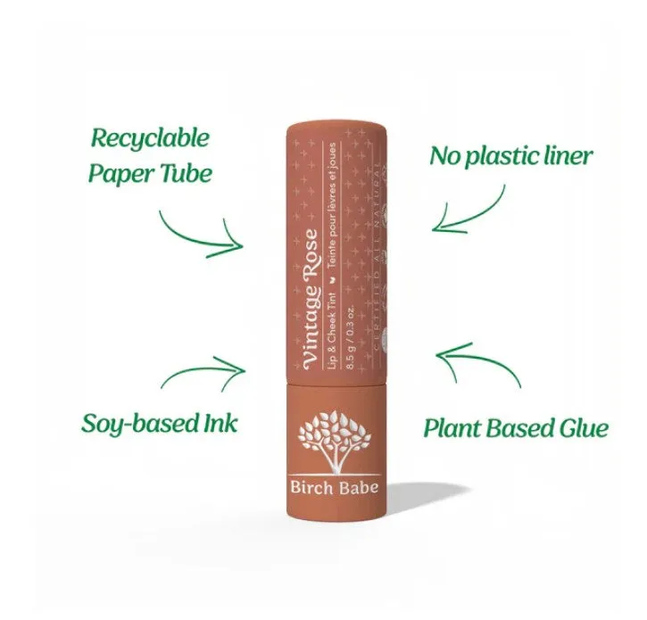 Vintage Rose Lip and Cheek Tint by Birch Babe – Matte, Natural, and Kid-Safe Tint